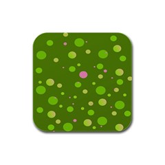 Decorative Dots Pattern Rubber Square Coaster (4 Pack)  by ValentinaDesign