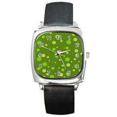 Decorative Dots Pattern Square Metal Watch by ValentinaDesign