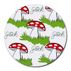 Mushroom Luck Fly Agaric Lucky Guy Round Mousepads by Nexatart