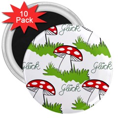 Mushroom Luck Fly Agaric Lucky Guy 3  Magnets (10 Pack)  by Nexatart