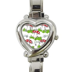 Mushroom Luck Fly Agaric Lucky Guy Heart Italian Charm Watch by Nexatart