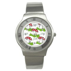 Mushroom Luck Fly Agaric Lucky Guy Stainless Steel Watch by Nexatart