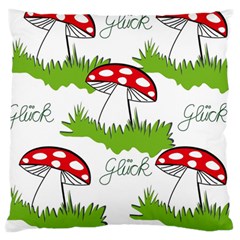 Mushroom Luck Fly Agaric Lucky Guy Large Cushion Case (one Side) by Nexatart