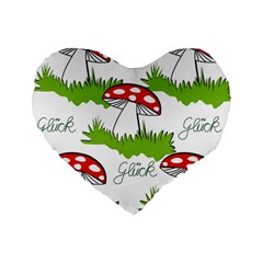 Mushroom Luck Fly Agaric Lucky Guy Standard 16  Premium Heart Shape Cushions by Nexatart