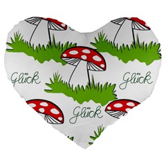 Mushroom Luck Fly Agaric Lucky Guy Large 19  Premium Heart Shape Cushions by Nexatart