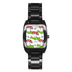 Mushroom Luck Fly Agaric Lucky Guy Stainless Steel Barrel Watch by Nexatart