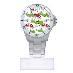 Mushroom Luck Fly Agaric Lucky Guy Plastic Nurses Watch by Nexatart