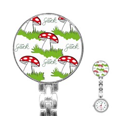 Mushroom Luck Fly Agaric Lucky Guy Stainless Steel Nurses Watch by Nexatart