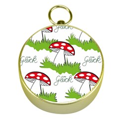 Mushroom Luck Fly Agaric Lucky Guy Gold Compasses by Nexatart