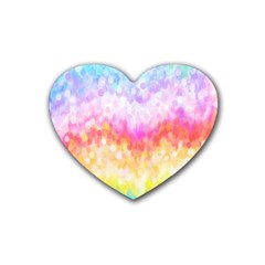 Rainbow Pontilism Background Heart Coaster (4 Pack)  by Nexatart