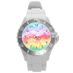 Rainbow Pontilism Background Round Plastic Sport Watch (l) by Nexatart