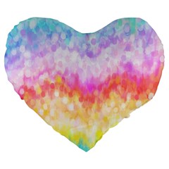 Rainbow Pontilism Background Large 19  Premium Flano Heart Shape Cushions by Nexatart