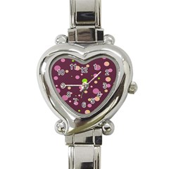 Decorative Dots Pattern Heart Italian Charm Watch by ValentinaDesign