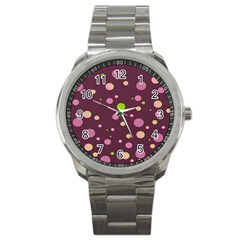 Decorative Dots Pattern Sport Metal Watch by ValentinaDesign