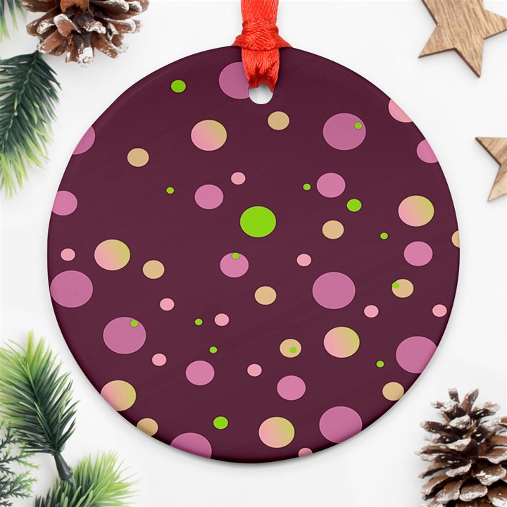 Decorative dots pattern Round Ornament (Two Sides)