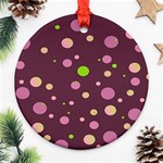 Decorative dots pattern Round Ornament (Two Sides) Back