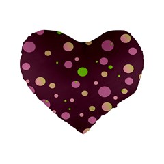 Decorative Dots Pattern Standard 16  Premium Heart Shape Cushions by ValentinaDesign