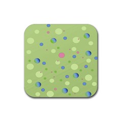 Decorative Dots Pattern Rubber Coaster (square)  by ValentinaDesign