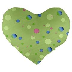 Decorative Dots Pattern Large 19  Premium Flano Heart Shape Cushions by ValentinaDesign