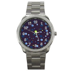 Decorative Dots Pattern Sport Metal Watch by ValentinaDesign