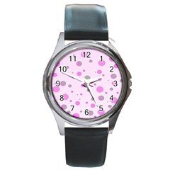 Decorative Dots Pattern Round Metal Watch by ValentinaDesign