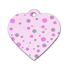 Decorative Dots Pattern Dog Tag Heart (one Side) by ValentinaDesign