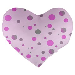 Decorative Dots Pattern Large 19  Premium Heart Shape Cushions by ValentinaDesign