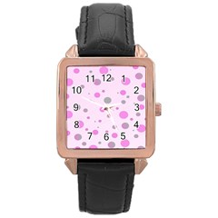 Decorative Dots Pattern Rose Gold Leather Watch  by ValentinaDesign