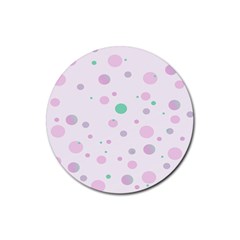 Decorative dots pattern Rubber Round Coaster (4 pack) 