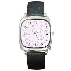 Decorative Dots Pattern Square Metal Watch by ValentinaDesign