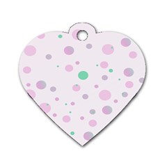 Decorative Dots Pattern Dog Tag Heart (one Side) by ValentinaDesign