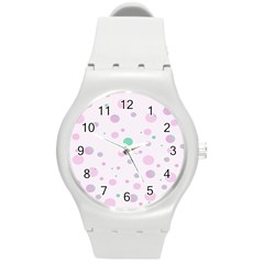 Decorative dots pattern Round Plastic Sport Watch (M)