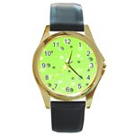 Decorative dots pattern Round Gold Metal Watch Front