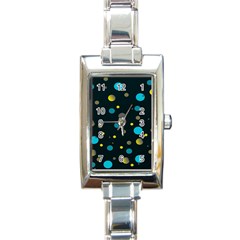 Decorative Dots Pattern Rectangle Italian Charm Watch by ValentinaDesign