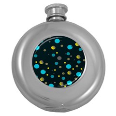 Decorative Dots Pattern Round Hip Flask (5 Oz) by ValentinaDesign