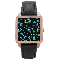 Decorative Dots Pattern Rose Gold Leather Watch  by ValentinaDesign