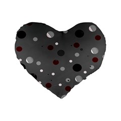 Decorative Dots Pattern Standard 16  Premium Heart Shape Cushions by ValentinaDesign