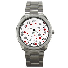 Decorative Dots Pattern Sport Metal Watch by ValentinaDesign