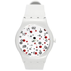 Decorative Dots Pattern Round Plastic Sport Watch (m) by ValentinaDesign