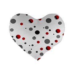 Decorative Dots Pattern Standard 16  Premium Heart Shape Cushions by ValentinaDesign