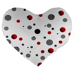 Decorative Dots Pattern Large 19  Premium Heart Shape Cushions by ValentinaDesign