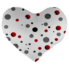 Decorative Dots Pattern Large 19  Premium Flano Heart Shape Cushions by ValentinaDesign