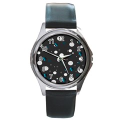 Decorative Dots Pattern Round Metal Watch by ValentinaDesign