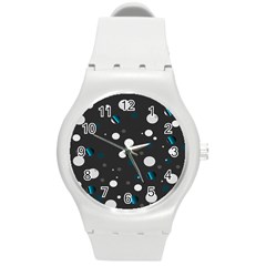 Decorative Dots Pattern Round Plastic Sport Watch (m) by ValentinaDesign