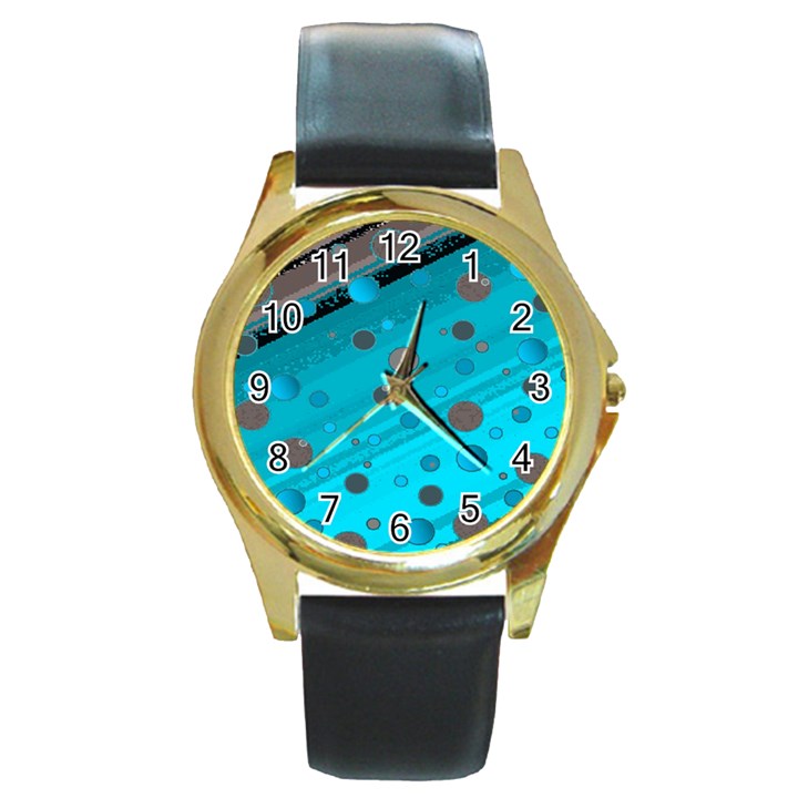 Decorative dots pattern Round Gold Metal Watch