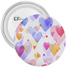 Watercolor Cute Hearts Background 3  Buttons by TastefulDesigns