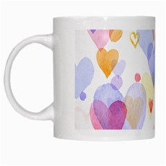 Watercolor Cute Hearts Background White Mugs by TastefulDesigns