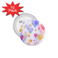 Watercolor Cute Hearts Background 1 75  Buttons (10 Pack) by TastefulDesigns