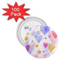 Watercolor Cute Hearts Background 1 75  Buttons (100 Pack) 