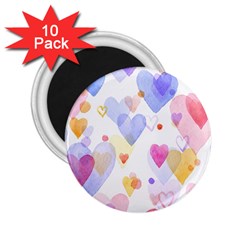 Watercolor Cute Hearts Background 2 25  Magnets (10 Pack)  by TastefulDesigns